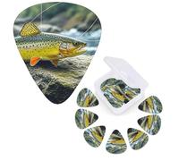 12 Pack Guitar Picks Personalized Guitar Plectrums 3 Different Thickness,4Pcs 0.46mm, 4Pcs 0.71mm, 4Pcs 0.96mm Brook Trout Fly Fishing Guitars Picks Electric Guitars Bass Pick Accessories