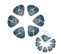 12 Pack Guitar Picks Personalized Guitar Plectrums with Organizer Storage Box Abstract Music Themed Guitar Pick Bass Pick Plectrum for Acoustic Electric Guitar Pick (0.46mm, 0.71mm, 0.96mm)