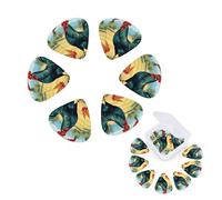 12 Pack Guitar Picks Personalized Guitar Plectrums with Organizer Storage Box Chicken And Rooster Print Guitar Pick Bass Pick Plectrum for Acoustic Electric Guitar Pick (0.46mm, 0.71mm, 0.96mm)