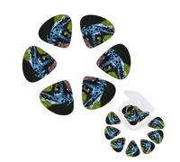 12 Pack Guitar Picks Personalized Guitar Plectrums with Organizer Storage Box Dart Frog Blue Guitar Pick Bass Pick Plectrum for Acoustic Electric Guitar Pick (0.46mm, 0.71mm, 0.96mm)