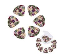 12 Pack Guitar Picks Personalized Guitar Plectrums with Organizer Storage Box Garden Wildflowers Guitar Pick Electric Guitar Picks Plectrum for Acoustic Guitar Bass Pick (0.46mm, 0.71mm, 0.96mm)