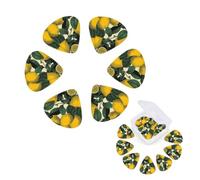 12 Pack Guitar Picks Personalized Guitar Plectrums with Organizer Storage Box Lemon Fruit Pattern Guitar Pick Electric Guitar Picks Plectrum for Acoustic Guitar Bass Pick (0.46mm, 0.71mm, 0.96mm)