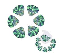 12 Pack Guitar Picks Personalized Guitar Plectrums with Organizer Storage Box Polar Bears Northern Lights Guitar Pick Bass Pick Plectrum for Acoustic Electric Guitar Pick (0.46mm, 0.71mm, 0.96mm)