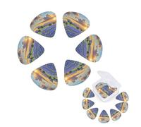 12 Pack Guitar Picks Personalized Guitar Plectrums with Organizer Storage Box Texas Bluebonnets Scenery Guitar Pick Bass Pick Plectrum for Acoustic Electric Guitar Pick (0.46mm, 0.71mm, 0.96mm)