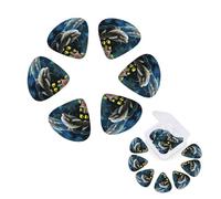 12 Pack Guitar Picks Personalized Guitar Plectrums with Organizer Storage Box Two Dolphin and fish Guitar Pick Bass Pick Plectrum for Acoustic Electric Guitar Pick (0.46mm, 0.71mm, 0.96mm)