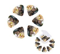 12 Pack Guitar Picks Personalized Guitars Plectrums with Organizer Storage Box Brown tabby kitten Guitar Pick Bass Picks Plectrum for Acoustic Electric Guitars Pick (0.46mm, 0.71mm, 0.96mm)