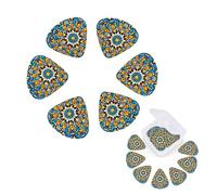 12 Pack Guitar Picks Personalized Guitars Plectrums with Organizer Storage Box Moroccan Color Pattern Guitar Pick Bass Picks Plectrum for Acoustic Electric Guitars Pick (0.46mm, 0.71mm, 0.96mm)