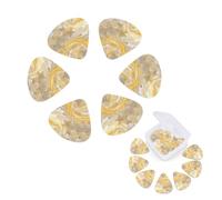 12 Pack Guitar Picks Personalized Guitars Plectrums with Organizer Storage Box Yellow marble Guitar Pick Bass Picks Plectrum for Acoustic Electric Guitars Pick (0.46mm, 0.71mm, 0.96mm)