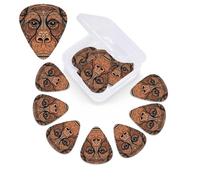 12 Pack Guitar Picks Plectrums with Organizer Storage Box, 0.46 0.96 0.71 mm Includes Thin Medium Heavy Thickness Orangutan tribal pattern Personalized Bass