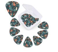 12 Pack Guitar Picks Plectrums with Organizer Storage Box, 0.46 0.96 0.71 mm Includes Thin Medium Heavy Thickness Scandinavian Animals Personalized Bass