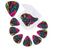 12 Pack Guitar Picks Plectrums with Organizer Storage Box, 0.46 0.96 0.71 mm Includes Thin Medium Heavy Thickness Colorful tropical leaves pattern Personalized Bass