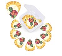 12 Pack Guitar Picks Plectrums with Organizer Storage Box, 0.46 0.96 0.71 mm Includes Thin Medium Heavy Thickness Turtle in the sun Personalized Bass