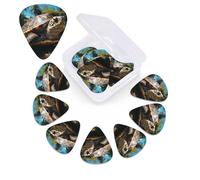 12 Pack Guitar Picks Plectrums with Organizer Storage Box, 0.46 0.96 0.71 mm Includes Thin Medium Heavy Thickness Big turtle and palm trees Personalized Bass