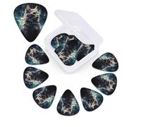 12 Pack Guitar Picks Plectrums with Organizer Storage Box, 0.46 0.96 0.71 mm Includes Thin Medium Heavy Thickness A cat in a nebula Personalized Bass