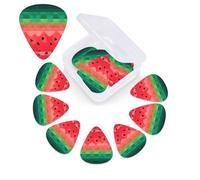 12 Pack Guitar Picks Plectrums with Organizer Storage Box, 0.46 0.96 0.71 mm Includes Thin Medium Heavy Thickness Gradient Watermelon Personalized Bass