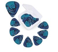 12 Pack Guitar Picks Plectrums with Organizer Storage Box, 0.46 0.96 0.71 mm Includes Thin Medium Heavy Thickness Blue octopus tentacles illustration Personalized Bass