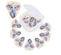 12 Pack Guitar Picks Plectrums with Organizer Storage Box, 0.46 0.96 0.71 mm Includes Thin Medium Heavy Thickness Cute elephant Personalized Bass