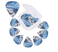 12 Pack Guitar Picks Plectrums with Organizer Storage Box, 0.46 0.96 0.71 mm Includes Thin Medium Heavy Thickness Spectacular snowy mountains Personalized Bass