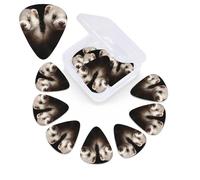 12 Pack Guitar Picks Plectrums with Organizer Storage Box, 0.46 0.96 0.71 mm Includes Thin Medium Heavy Thickness Ferrets Personalized Bass