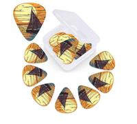 12 Pack Guitar Picks Plectrums with Organizer Storage Box, 0.46 0.96 0.71 mm Includes Thin Medium Heavy Thickness Sunset and sailboat Personalized Bass