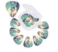 12 Pack Guitar Picks Plectrums with Organizer Storage Box, 0.46 0.96 0.71 mm Includes Thin Medium Heavy Thickness White dream catcher feather Personalized Bass