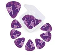 12 Pack Guitar Picks Plectrums with Organizer Storage Box, 0.46 0.96 0.71 mm Includes Thin Medium Heavy Thickness Hawaii with purple sea turtle Personalized Bass
