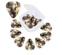12 Pack Guitar Picks Plectrums with Organizer Storage Box, 0.46 0.96 0.71 mm Includes Thin Medium Heavy Thickness Cartoon elephant Personalized Bass