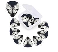 12 Pack Guitar Picks Plectrums with Organizer Storage Box A black and white butterfly Guitar Pick Thin, Medium & Heavy Bass Picks for Electric Acoustic Ukulele Guitars Gift for Men Women
