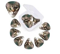 12 Pack Guitar Picks Plectrums with Organizer Storage Box A curious cat Guitar Pick Thin, Medium & Heavy Bass Picks for Electric Acoustic Ukulele Guitars Gift for Men Women