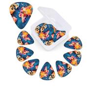 12 Pack Guitar Picks Plectrums with Organizer Storage Box Abstract World Map Guitar Pick Thin, Medium & Heavy Bass Picks for Electric Acoustic Ukulele Guitars Gift for Men Women