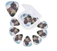 12 Pack Guitar Picks Plectrums with Organizer Storage Box Armenian Church Guitar Pick Thin, Medium & Heavy Bass Picks for Electric Acoustic Ukulele Guitars Gift for Men Women