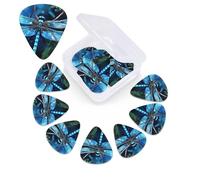 12 Pack Guitar Picks Plectrums with Organizer Storage Box Art Blue Dragonfly Guitar Pick Thin, Medium & Heavy Bass Picks for Electric Acoustic Ukulele Guitars Gift for Men Women