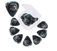 12 Pack Guitar Picks Plectrums with Organizer Storage Box Astronaut cat in space Guitar Pick Thin, Medium & Heavy Bass Picks for Electric Acoustic Ukulele Guitars Gift for Men Women