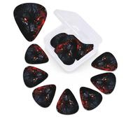 12 Pack Guitar Picks Plectrums with Organizer Storage Box Big black wolf with red eyes Guitar Pick Thin, Medium & Heavy Bass Picks for Electric Acoustic Ukulele Guitars Gift for Men Women