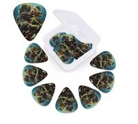 12 Pack Guitar Picks Plectrums with Organizer Storage Box Biodiversity Guitar Pick Thin, Medium & Heavy Bass Picks for Electric Acoustic Ukulele Guitars Gift for Men Women