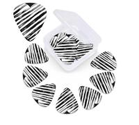 12 Pack Guitar Picks Plectrums with Organizer Storage Box Black and white striped heart Guitar Pick Thin, Medium & Heavy Bass Picks for Electric Acoustic Ukulele Guitars Gift for Men Women