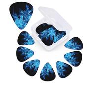 12 Pack Guitar Picks Plectrums with Organizer Storage Box Blue Flame Guitar Pick Thin, Medium & Heavy Bass Picks for Electric Acoustic Ukulele Guitars Gift for Men Women