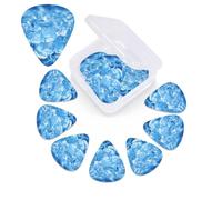 12 Pack Guitar Picks Plectrums with Organizer Storage Box Blue ice cube background Guitar Pick Thin, Medium & Heavy Bass Picks for Electric Acoustic Ukulele Guitars Gift for Men Women