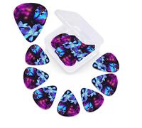 12 Pack Guitar Picks Plectrums with Organizer Storage Box Blue Purple Flower Butterfly Guitar Pick Thin, Medium & Heavy Bass Picks for Electric Acoustic Ukulele Guitars Gift for Men Women