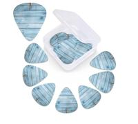 12 Pack Guitar Picks Plectrums with Organizer Storage Box Blue Wood Guitar Pick Thin, Medium & Heavy Bass Picks for Electric Acoustic Ukulele Guitars Gift for Men Women