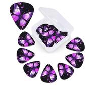 12 Pack Guitar Picks Plectrums with Organizer Storage Box Butterfly Purple Guitar Pick Thin, Medium & Heavy Bass Picks for Electric Acoustic Ukulele Guitars Gift for Men Women
