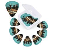 12 Pack Guitar Picks Plectrums with Organizer Storage Box Cats lying on the piano keyboard Guitar Pick Thin, Medium & Heavy Bass Picks for Electric Acoustic Ukulele Guitars Gift for Men Women