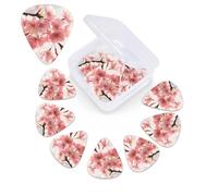 12 Pack Guitar Picks Plectrums with Organizer Storage Box Cherry Blossom Guitar Pick Thin, Medium & Heavy Bass Picks for Electric Acoustic Ukulele Guitars Gift for Men Women