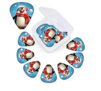 12 Pack Guitar Picks Plectrums with Organizer Storage Box Christmas Funny Penguin Guitar Pick Thin, Medium & Heavy Bass Picks for Electric Acoustic Ukulele Guitars Gift for Men Women