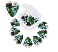 12 Pack Guitar Picks Plectrums with Organizer Storage Box Cobblestone Zen Flowers Guitar Pick Thin, Medium & Heavy Bass Picks for Electric Acoustic Ukulele Guitars Gift for Men Women