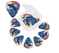 12 Pack Guitar Picks Plectrums with Organizer Storage Box Colorful Starry Sky Ocean Dolphin Guitar Pick Thin, Medium & Heavy Bass Picks for Electric Acoustic Ukulele Guitars Gift for Men Women