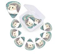 12 Pack Guitar Picks Plectrums with Organizer Storage Box Cute cartoon hedgehog Guitar Pick Thin, Medium & Heavy Bass Picks for Electric Acoustic Ukulele Guitars Gift for Men Women