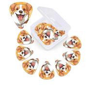12 Pack Guitar Picks Plectrums with Organizer Storage Box Cute corgi dog Guitar Pick Thin, Medium & Heavy Bass Picks for Electric Acoustic Ukulele Guitars Gift for Men Women
