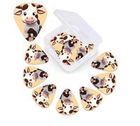 12 Pack Guitar Picks Plectrums with Organizer Storage Box Cute Cow Guitar Pick Thin, Medium & Heavy Bass Picks for Electric Acoustic Ukulele Guitars Gift for Men Women