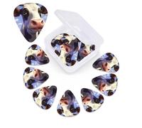 12 Pack Guitar Picks Plectrums with Organizer Storage Box Cute Cow Guitar Pick Thin, Medium & Heavy Bass Picks for Electric Acoustic Ukulele Guitars Gift for Men Women